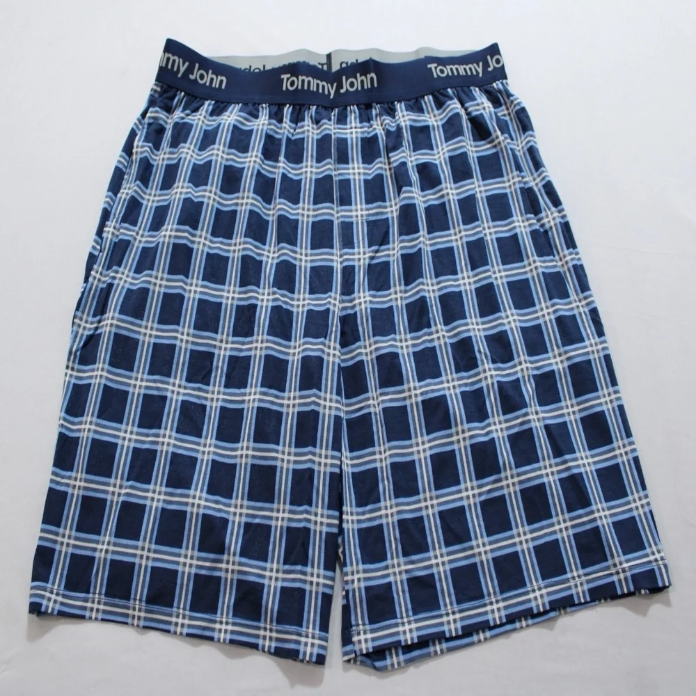 NEW Tommy John Sleep Shorts XL Sam Plaid Dress Blues